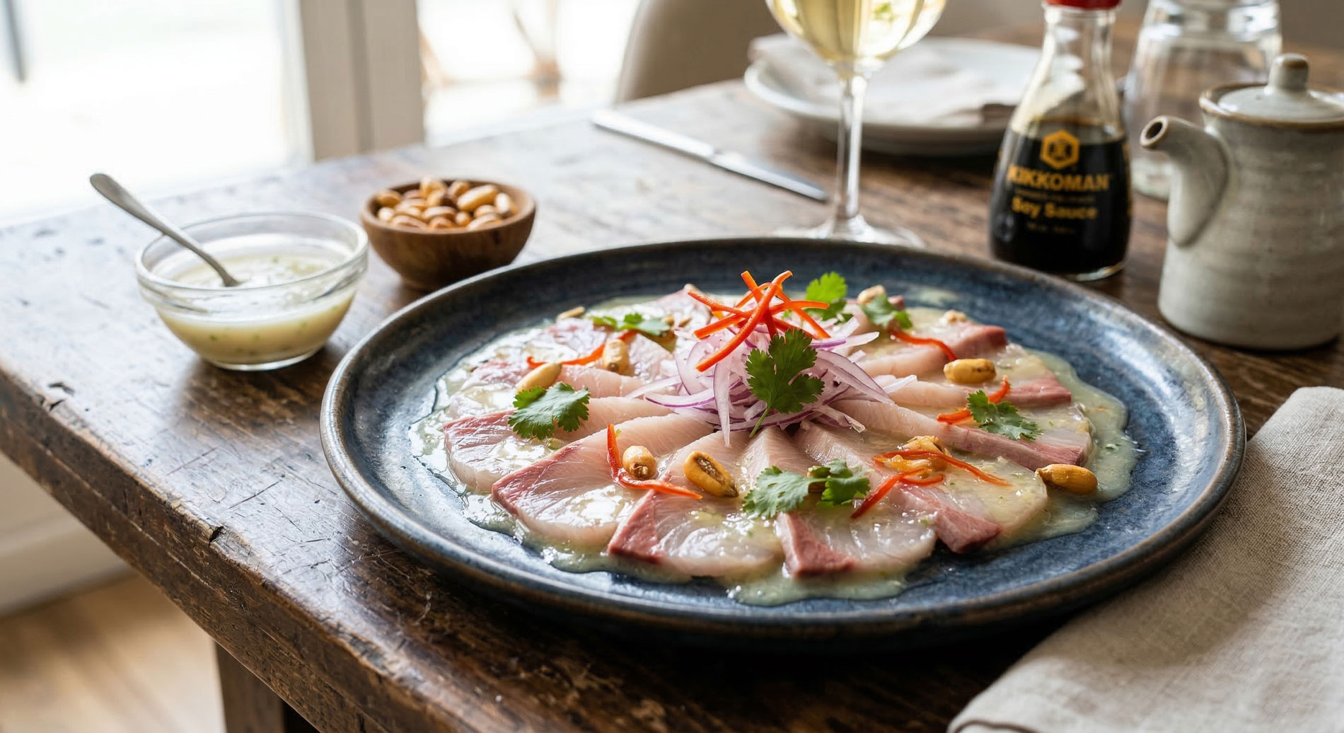 La Precisión del Sabor: Tiradito de Seriola Ibérica con Leche de Tigre Nikkei